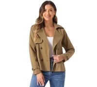 Allegra K Trench Giacca Donna con Risvolto Dentellato Doppio Petto Giacca Corta Casual Marrone XL