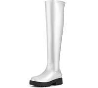 Allegra K Women's Platform Chunky Low Heel Over Knee High Boots Silver US 10/UK 8/EU 41