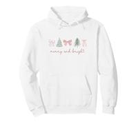 Allegri e Luminosi Disegni Natalizi con Fiocco e Albero di Natale da Donna Felpa con Cappuccio