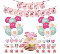 Allegro set di decorazioni per la festa della mamma, include striscioni, nastri, palloncini, decorazioni per torte a sorpresa