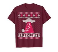 Alleluia, divertente alieno brutto maglione, ufo cattivo maglione Maglietta