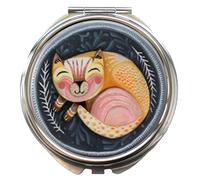 ALLEN DECO Gatto Allen Scatola Portapillole, Metallo, Multicolore, 9.3 x 6.2 x 1.2 cm