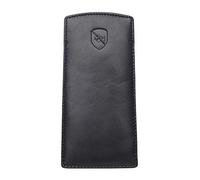 ALLEN & MATE Custodia per occhiali in vera pelle, sottile, morbida, per occhiali da lettura, con panno per la pulizia del vetro, A. Nero Premium, Taglia unica