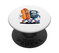 Allenamento E Hot Dog Amici Con Pesistica Kettlebell PopSockets PopGrip Adesivo