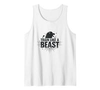 Allenati Come Una Bestia: Fierce Lion Motivational Canotta, Uomo, Bianco, M