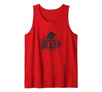 Allenati Come Una Bestia: Fierce Lion Motivational Canotta, Uomo, Rosso, L