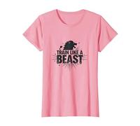 Allenati Come Una Bestia: Fierce Lion Motivational Maglietta, Donna, Rosa, XXL