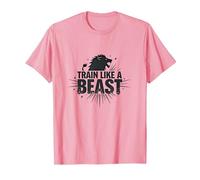 Allenati Come Una Bestia: Fierce Lion Motivational Maglietta, Uomo, Rosa, S