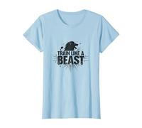 Allenati Come Una Bestia: Motivazionale del Leone feroce Maglietta, Donna, Celeste, 3XL
