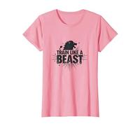 Allenati Come Una Bestia: Motivazionale del Leone feroce Maglietta, Donna, Rosa, XS