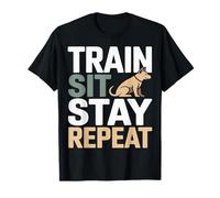 Allenati Sit Stay Ripeti Addestramento Cane Obbedienza Maglietta