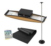Allenatore da sci indoor, Ski Machine Indoor simulato con bastone da passeggio e tappetino, attrezzatura for esercizi , resistenza regolabile liberamente 0 a 100 kg