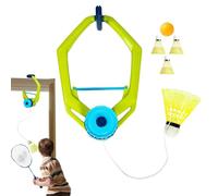 Allenatore di badminton di rimbalzo - Allenatore di badminton per giocatore singolo | Allenatore di rimbalzo per pratica badminton regolabile con corda | 1 palla da ping pong, 3 palline da badminton