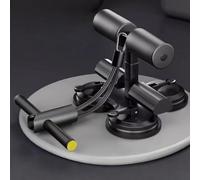 Allenatore muscolare addominale a tre ventose - Versione migliorata con 3 ventose, barra for sit-up regolabile a 3 livelli, comodo cuscinetto (rosa/grigio/nero)(Black)