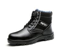 Allenatori di Sicurezza Mens Dimeni di Lavoro da Lavoro con Cappuccio per la Punta da Donna, Stivali di Sicurezza Resistenti alla puntura Anti -Slitta,Plush Style,45 EU