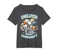 Allergia Ai Molluschi Shellfish Allergy Community Maglietta, Donna Plus-Size, Grigio Scuro, 1X