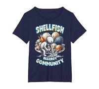 Allergia Ai Molluschi Shellfish Allergy Community Maglietta, Donna Plus-Size, Navy, 1X