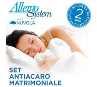 Allergosystem - Set Antiacaro Composto Da Coprimaterasso Con Cerniera Per Letto Matrimoniale, 160x190x20cm E 2 Copricuscino, 50x80cm, 100% Polipropile