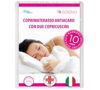 Allergosystem Set Coprimaterasso Antiacaro Matrimoniale con Cerniera 170x200cm e 2 Federe Cuscino Letto 50x80cm - Dispositivo Medico Antiacaro e Anallergico MADE IN ITALY - Linea Sogno