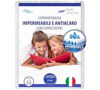 Allergosystem Set Coprimaterasso Impermeabile Antiacaro Letto Bambino 70x140x10cm e Copricuscino Impermeabile Anallergico 40x60cm MADE IN ITALY - Linea Baby Protect