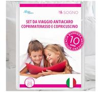 Allergosystem Set da Viaggio Coprimaterasso Antiacaro Singolo 90x200cm e Copriscuscino Letto con Cerniera 50x80cm Made in Italy - Biancheria da Letto per Trasferte e Vacanze - Linea Sogno