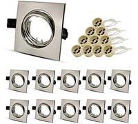 Allesgute 10er Cornice Per Faretti Da Incasso GU10 Set Di Apparecchi Angolari Girevoli 230V Cornice Da Incasso In Acciaio Inox Spazzolato Con Attacco GU10 Per Lampadine LED O Alogene