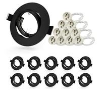 Allesgute 10er Set Faretti Da Incasso GU10 Cornice Da Incasso Nero Opaco Orientabile Rotonda 230V Diametro Foro 68mm Incl. Zoccolo GU10 Per Lampadina LED O Alogena