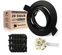 Allesgute 20er LED Faretto Da Incasso GU10 Set Girevole 230V Illuminazione Cornice Incasso Rotonda Nero Opaco Spot Diametro Foro 68 Mm Incl. Presa GU10 Per LED O Alogena