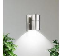 Allesgute Applique Murale Led Esterno Moderna, In Acciaio Inossidabile, Con Sensore Crepuscolare, Ip44, Illuminazione Per Giardino E Ingresso, Lampadina Gu10 5w 500lm Bianco Freddo Inclusa