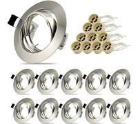 Allesgute Cornice Faretti Incasso per Cartongesso GU10,Portafaretto da Incasso Rotondo Metallo, Faretti Led Soffitto incl. portalampada GU10, Per 68mm LED e Alogeno, Orientabili a 30°,10 Pezzi