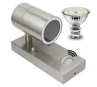 Allesgute Lampada da esterno a LED con rilevatore di movimento Lampe parete moderna IP44 impermeabile Portico Lampada da esterno in acciaio inox spazzolato