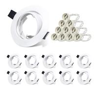 Allesgute Set Di 10 Cornici Da Incasso GU10 Bianco Opaco Cornice Girevole Rotonda Per Faretti Da Incasso 230V Con Presa GU10 Per Lampadine LED O Alogene