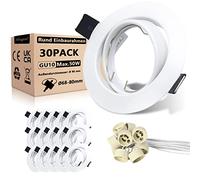 Allesgute Set Di 30 Faretti Da Incasso A LED GU10 Cornice Incasso Roud Bianco Opaco Faretto Orientabili 230V Diametro Foro 68mm Incl. Presa GU10 Per LED O Alogeni