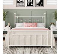 Allewie Struttura letto a piattaforma in metallo da 35,5 cm, con testiera e pediera vintage vittoriana/base per materasso/contenitore sotto il letto/senza bisogno di molle scatole/facile da