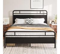 Allewie Struttura letto queen size a piattaforma con testiera e pediera in legno, supporto resistente con 13 doghe in metallo, contenitore sotto il letto, senza bisogno di molle, senza rumore, facile