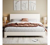 Allewie Struttura per letto king size con testiera regolabile, letto a piattaforma in ecopelle con doghe in legno, base per materasso resistente, senza bisogno di molle, silenzioso, facile da montare