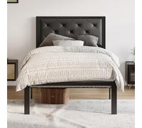 Allewie Struttura per letto matrimoniale con testiera imbottita, elegante design trapuntato a diamante, senza bisogno di molle, grigio scuro