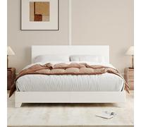 Allewie Struttura per letto queen size con testiera regolabile, letto a piattaforma in ecopelle con doghe in legno, base per materasso resistente, senza bisogno di molle, silenzioso, facile da montare