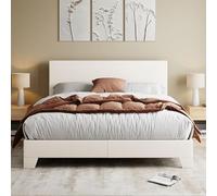 Allewie Struttura per letto queen size con testiera regolabile, letto a piattaforma in ecopelle con doghe in legno, base per materasso resistente, senza bisogno di molle, silenzioso, facile da montare