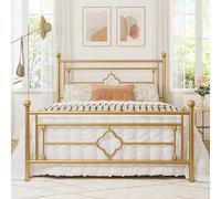Allewie Telaio letto con piattaforma in metallo matrimoniale con testiera e pediera vintage vittoriana/base materasso/stoccaggio sotto il letto/nessuna rete necessaria/nessun rumore/facile