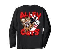 Alley Cats Bowling Team Tiger Clawing Pin Retro Stampa Maglia a Manica