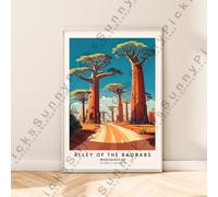 Alley Of Baobabs Illustrazione Stampa Madagascar da Viaggio Poster Decoro
