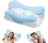 ALLFYL Cuscino in memory foam per alleviare il dolore al collo e alle spalle, cuscino cervicale ergonomico con copertura in seta di ghiaccio rinfrescante, cuscino ortopedico a doppia altezza per chi
