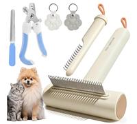 ALLFYL Pettine a Rastrello Cardatore 3 in 1 per Cani e Gatti - Rastrello per Sottopelo per Perdita di Pelo e Dematting - con Tagliaunghie (Protezione di Sicurezza) e Portachiavi Ricordo del Pelo