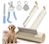 ALLFYL Pettine a Rastrello Cardatore 3 in 1 per Cani e Gatti - Rastrello per Sottopelo per Perdita di Pelo e Dematting - con Tagliaunghie (Protezione di Sicurezza) e Portachiavi Ricordo del Pelo