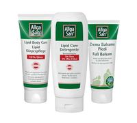 AllgaSan - Kit Detersione e Cura Pelle Secca e Sensibile - Idratazione e Rigenerazione per Nutrire e Proteggere - Lipid Care Detergente 200ml + Lipid Body Care 100ml + Crema Balsamo Piedi 100ml