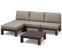Allibert 212361 - Set Lounge Nevada, Effetto Rattan, in plastica, Colore: Marrone