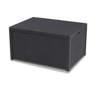 Allibert 220002 Monaco - Tavolino Lounge/cassapanca per Cuscini, in plastica, Simil-Vimini, Colore: Grigio