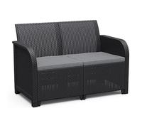 Allibert by KETER - Sanremo - divano da giardino - in resina intrecciata effetto rattan - grigio grafite