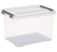 Allibert Curver Scatola portaoggetti con coperchio “Handy Plus”, trasparente/argento, 20 litri